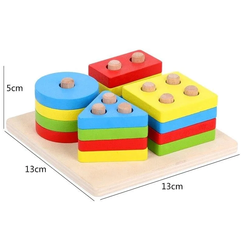 Colorful Geometric Shapes Matching Toys Children Early Learning Exercise Hands-on Ability Educational Wooden Toys