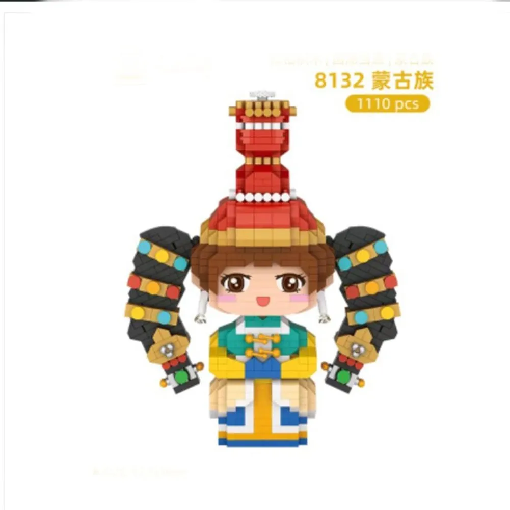 MOC NON  Diamond Building Blocks Chinese Ethnic Minority Educational Bricks Figure Toys Boy Girl   8128 8129 8132 8133